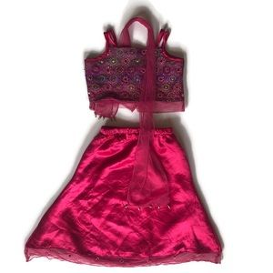 Girl's Red Beaded Shirt Dress From India 2 3 Year